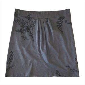 Toad & Co Organic Cotton Gray Fern Leaf Skirt L